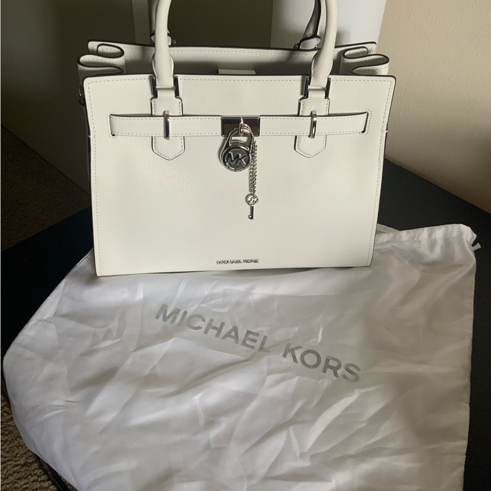 Michael Kors Cream Satchel with Silver Accents
